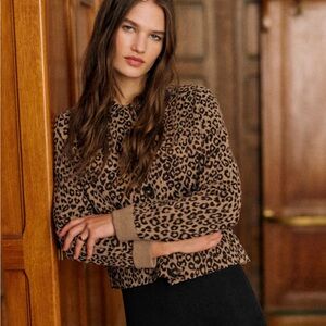 Sezane Betty cardigan in leapord size small